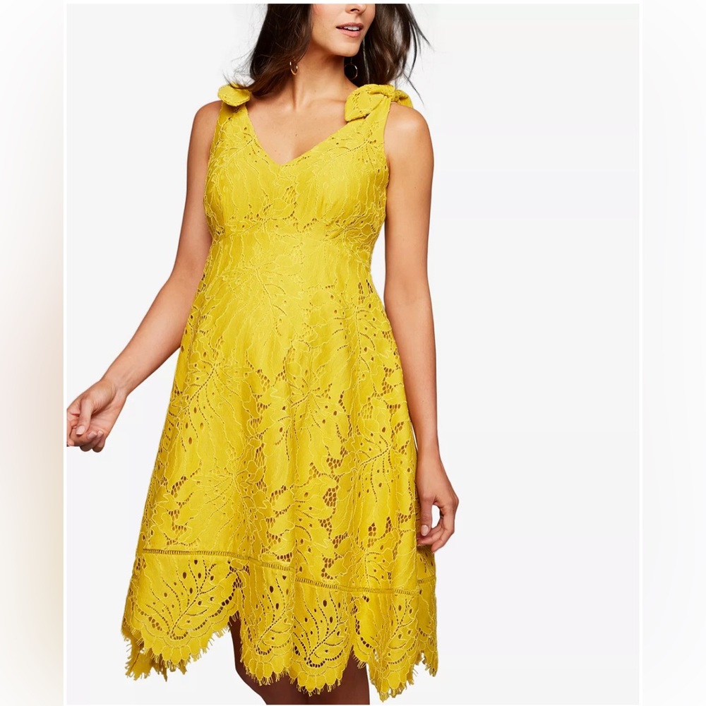 A Pea in the Pod Maternity Yellow Eyelet Midi Dress Size Large